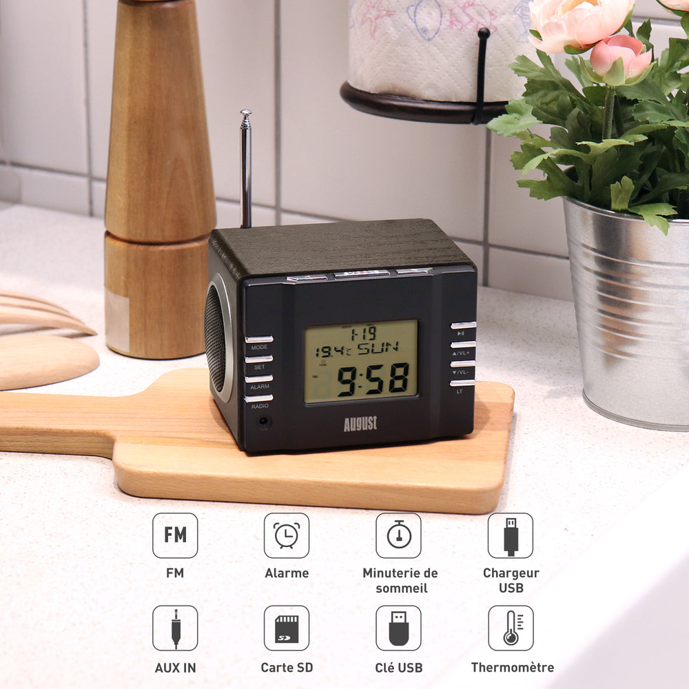 Table De Chevet Réveil Avec Radio Et USB/SD MP3 August MB300 Table De Chevet Réveil Avec Radio Et USB/SD MP3 August MB300