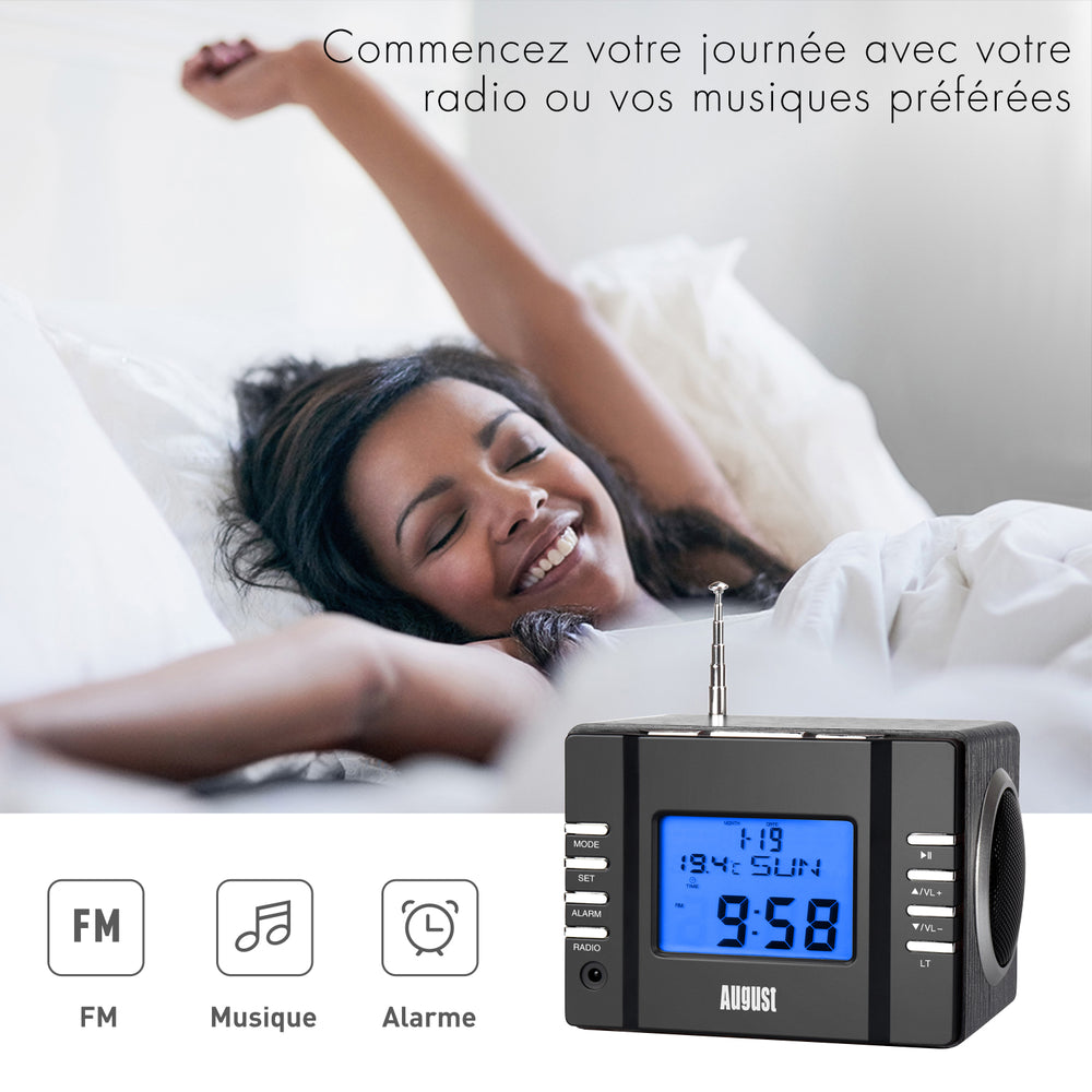 Table De Chevet Réveil Avec Radio Et USB/SD MP3 August MB300 Table De Chevet Réveil Avec Radio Et USB/SD MP3 August MB300