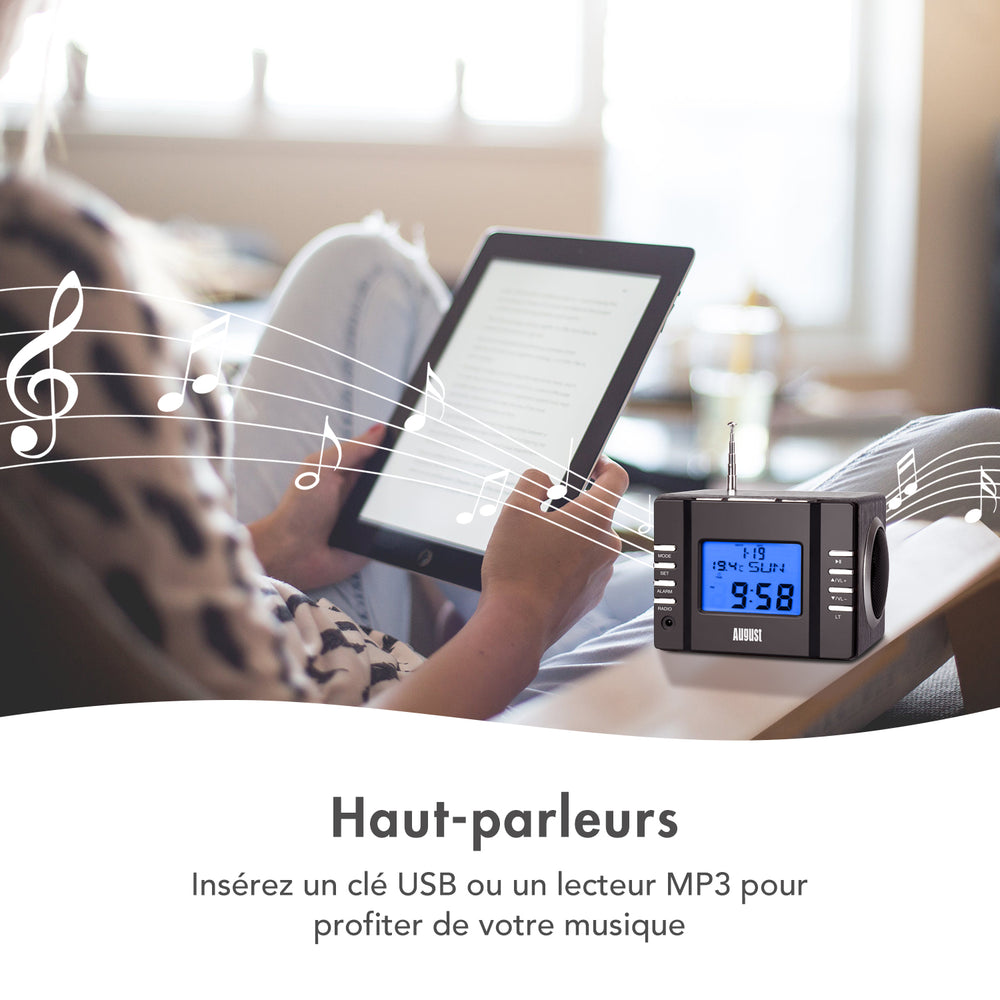 Table De Chevet Réveil Avec Radio Et USB/SD MP3 August MB300 Table De Chevet Réveil Avec Radio Et USB/SD MP3 August MB300