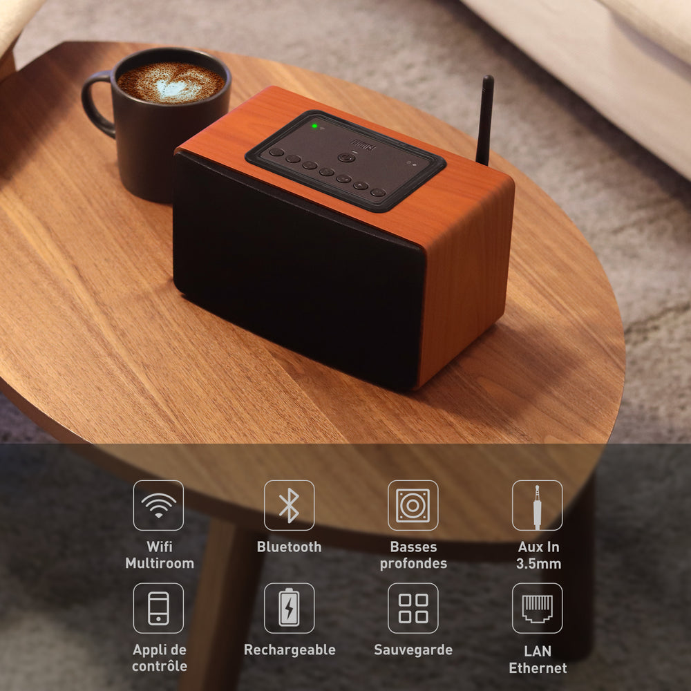 Système de haut-parleurs multiroom avec haut-parleur Wifi portable avec AUX, USB, Spotify, DLNA, TuneIn - August WS350K Système de haut-parleurs multiroom avec haut-parleur Wifi portable avec AUX, USB, Spotify, DLNA, TuneIn - August WS350K