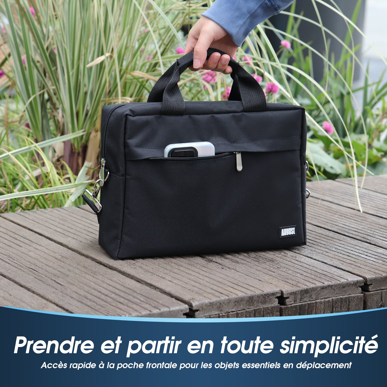 Mallette en tissu de 13 pouces et sac à bandoulière pour ordinateur portable pour Tech August BAG383
