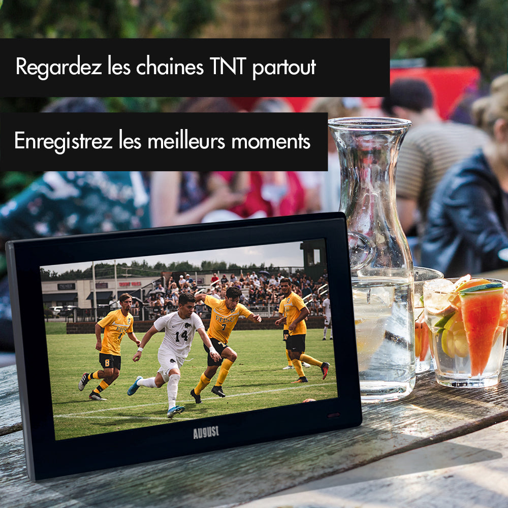 TV portable 10 pouces TNT numérique HDMI USB PVR AV-In multimédia DVB-T2 August DA100D