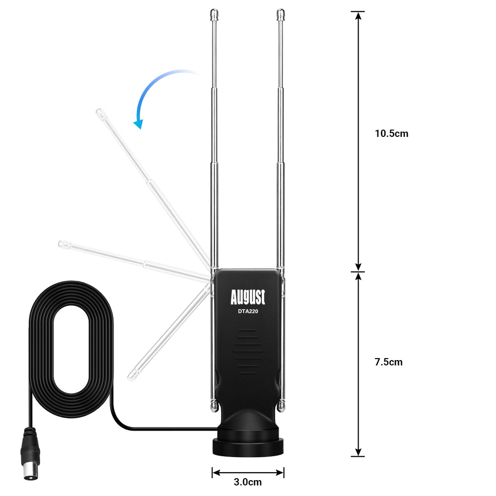 TNT TV PORTABLE Antenne HD Intérieur Extérieur DVB-T2 Antenne de télévision DTA220