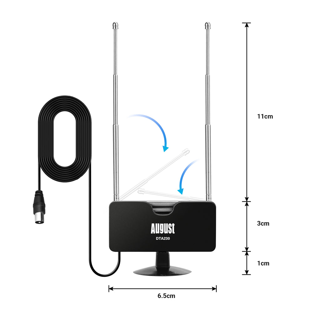 Antenne TV TNT - Antenne numérique portable pour tuner TV/Télévision DVB-T/DAB - AUGUST DTA230