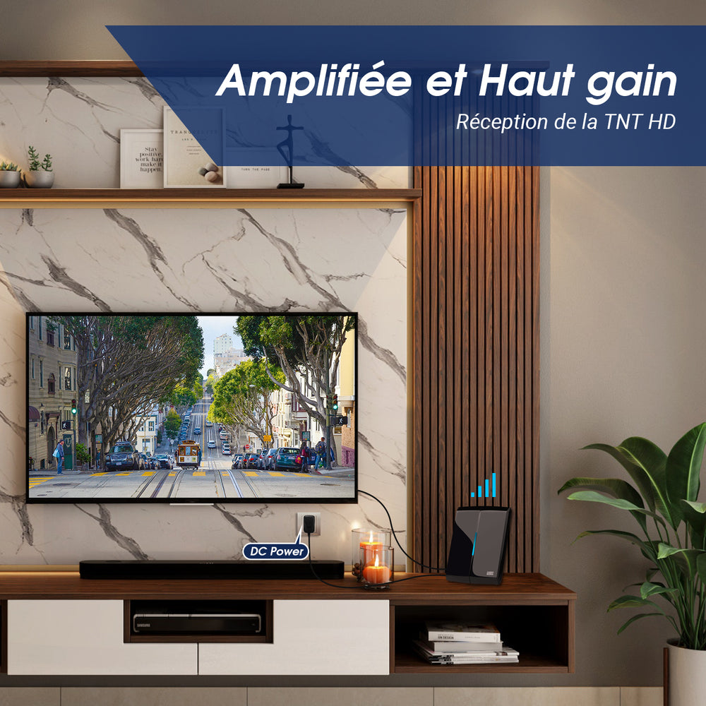 Amplificateur antenne tv avec filtre d'antenne numérique directionnelle intérieure 4G August DTA300B