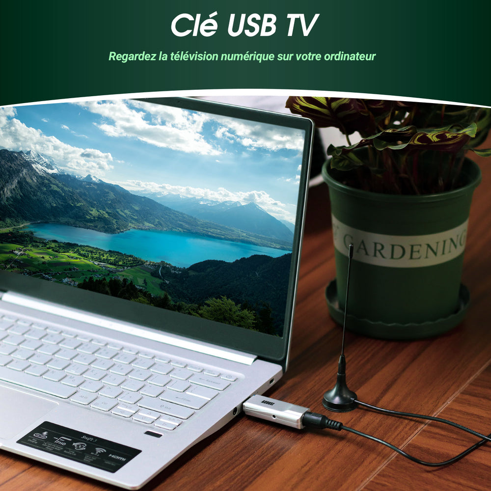 Clé USB DVB-T2 PC TNT TV PC Tuner Regarder des enregistrements Timeshift TV en direct PC portable August DVB-T210