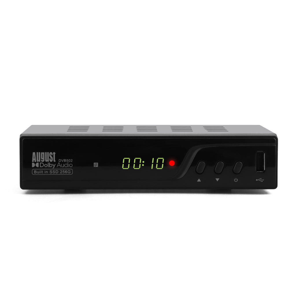 Boîtier d'enregistrement TV TNT avec stockage SSD interne de 256 Go pour plus de 100 heures de télévision - August DVB502