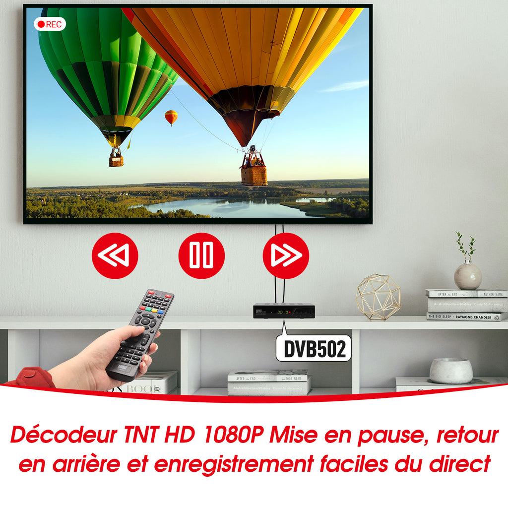 Boîtier d'enregistrement TV TNT avec stockage SSD interne de 256 Go pour plus de 100 heures de télévision - August DVB502