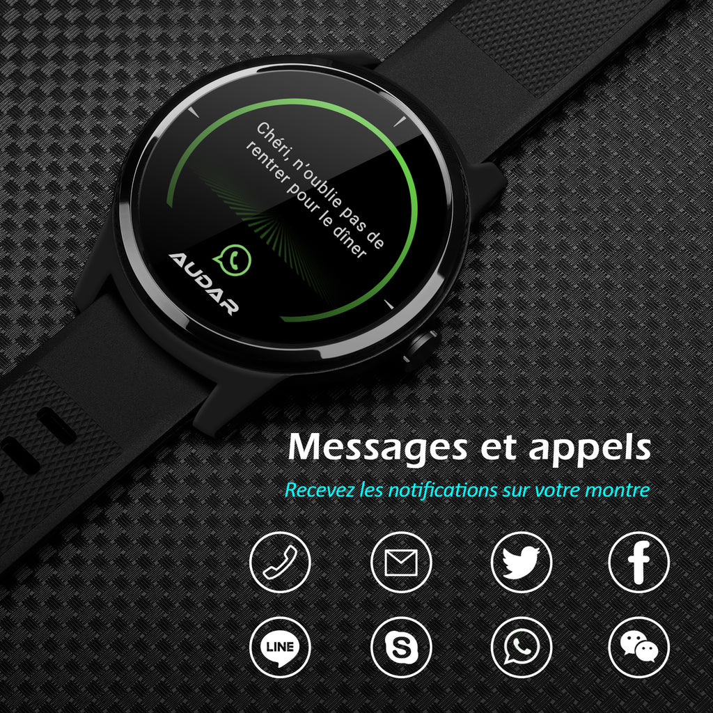 Montre de remise en forme intelligente Surveillez votre famille ou votre Fréquence cardiaque Pression artérielle Batterie longue durée Audar E1