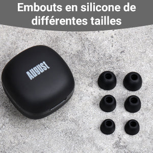 Écouteurs sans fil intra-auriculaires Bluetooth TWS IPX6 étanche réduction du bruit DSP August EP800