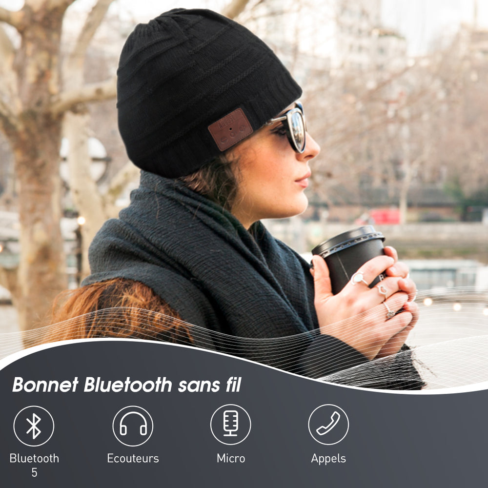 Écouteurs rechargeables sans fil Bluetooth Beanie bonnet avec microphone August EPA25