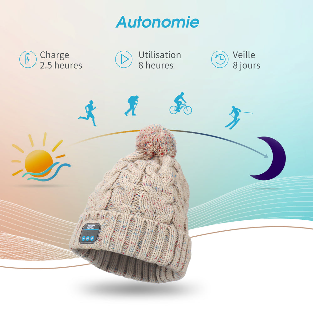 Bonnet Bluetooth 20 Heures Laine Synthétique August EPA30