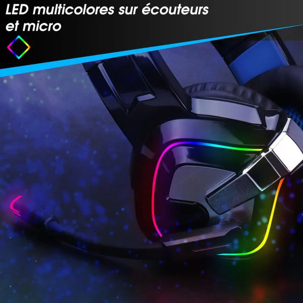 Casque de jeu RGB pour PS4/5 XBOX ONE Nintendo Switch & PC 3.5mm Mic USB EPG100L