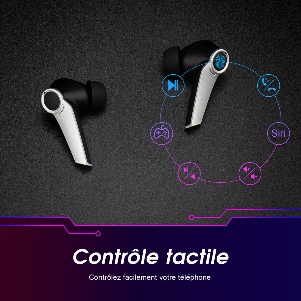 Écouteurs de jeu Bluetooth TWS Étui de voyage à double microphone à faible latence USB-C - EPG500