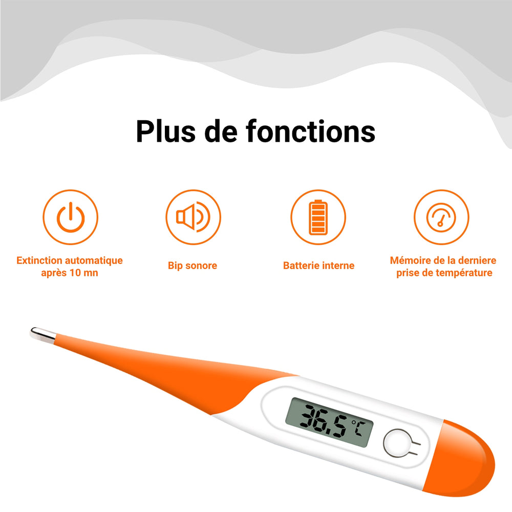 Thermomètre Numérique Pour Fièvre HPC400 - Température Orale, Aisselle Et Recta - Précis Et Sans Mercure