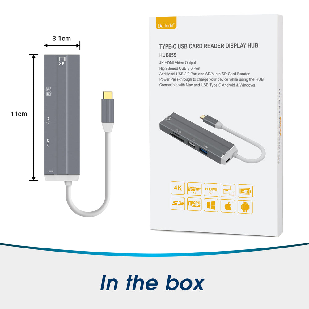 Adaptateur de concentrateur USB-C Multiport HDMI Passage de charge USB SD Dex - HUB05