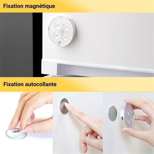 Le détecteur de mouvement magnétique à Lumières LED de Pack double en jaune chaud 300K rechargeable August LEC022