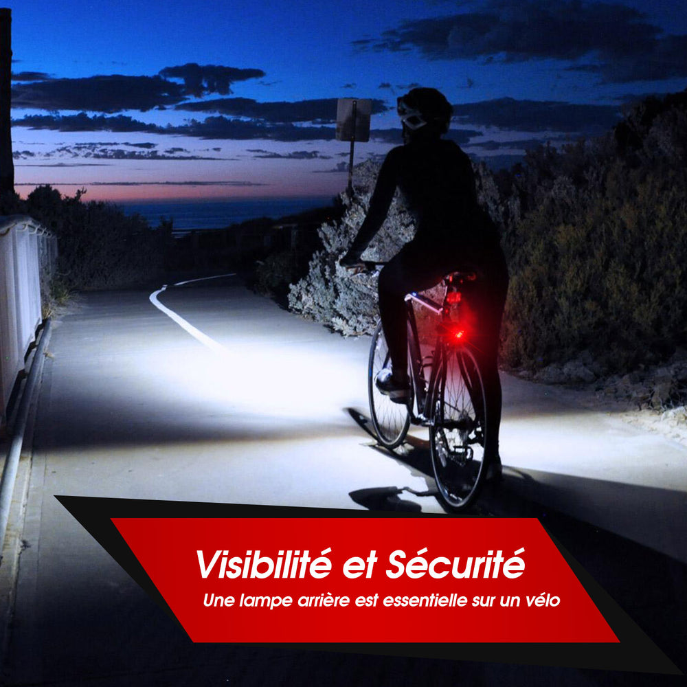 Feu arrière de vélo LED super lumineux USB feu arrière étanche rechargeable LEC510