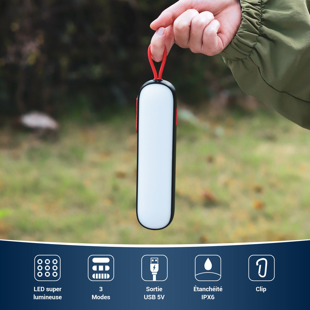 Torche LED rechargeable avec mode SOS lumière rouge et batterie externe de camping | LEC600