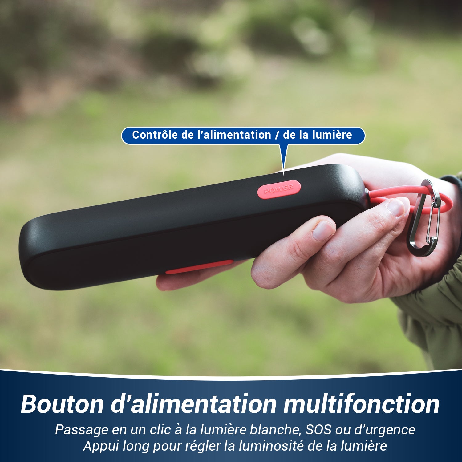 Torche LED rechargeable avec mode SOS lumière rouge et batterie externe de camping | LEC600