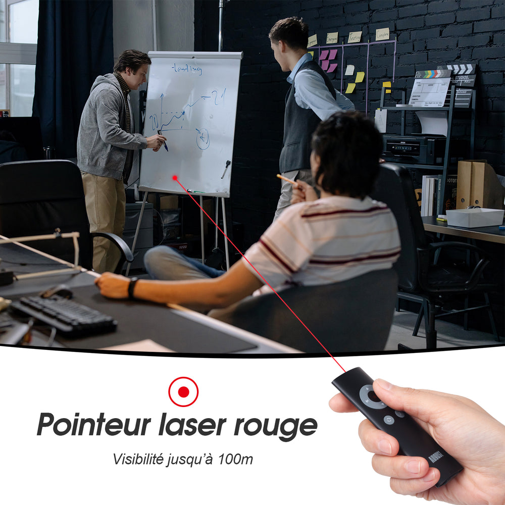 Pointeur laser PowerPoint et clicker de présentation avec touches de raccourci August LP200