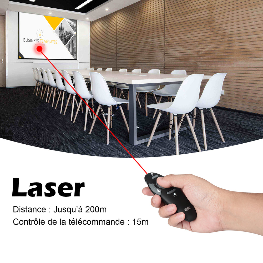 Clicker de télécommande sans fil Présentateur de Powerpoint à laser rouge  August LP205R