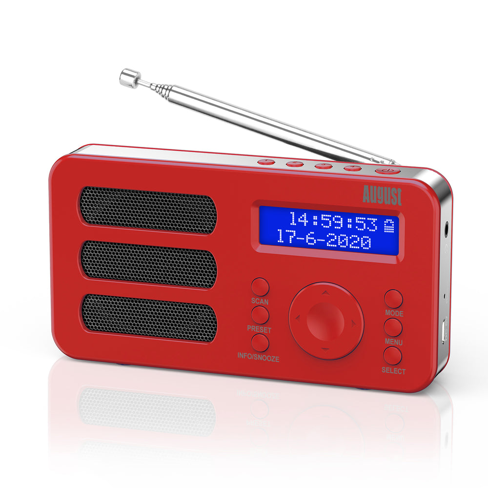 FM DAB+ Radio Portable Réveil Numérique RDS AUX Batterie Rechargeable August MB225