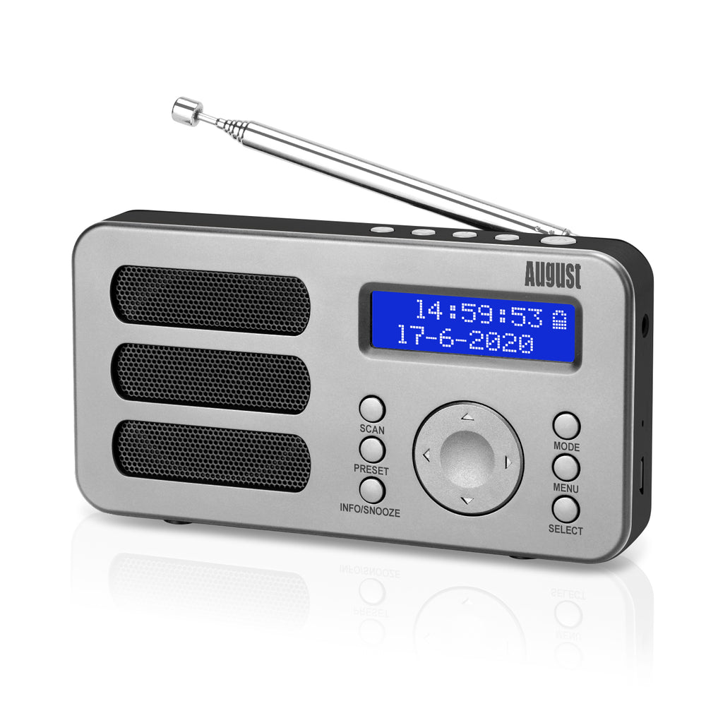 FM DAB+ Radio Portable Réveil Numérique RDS AUX Batterie Rechargeable August MB225