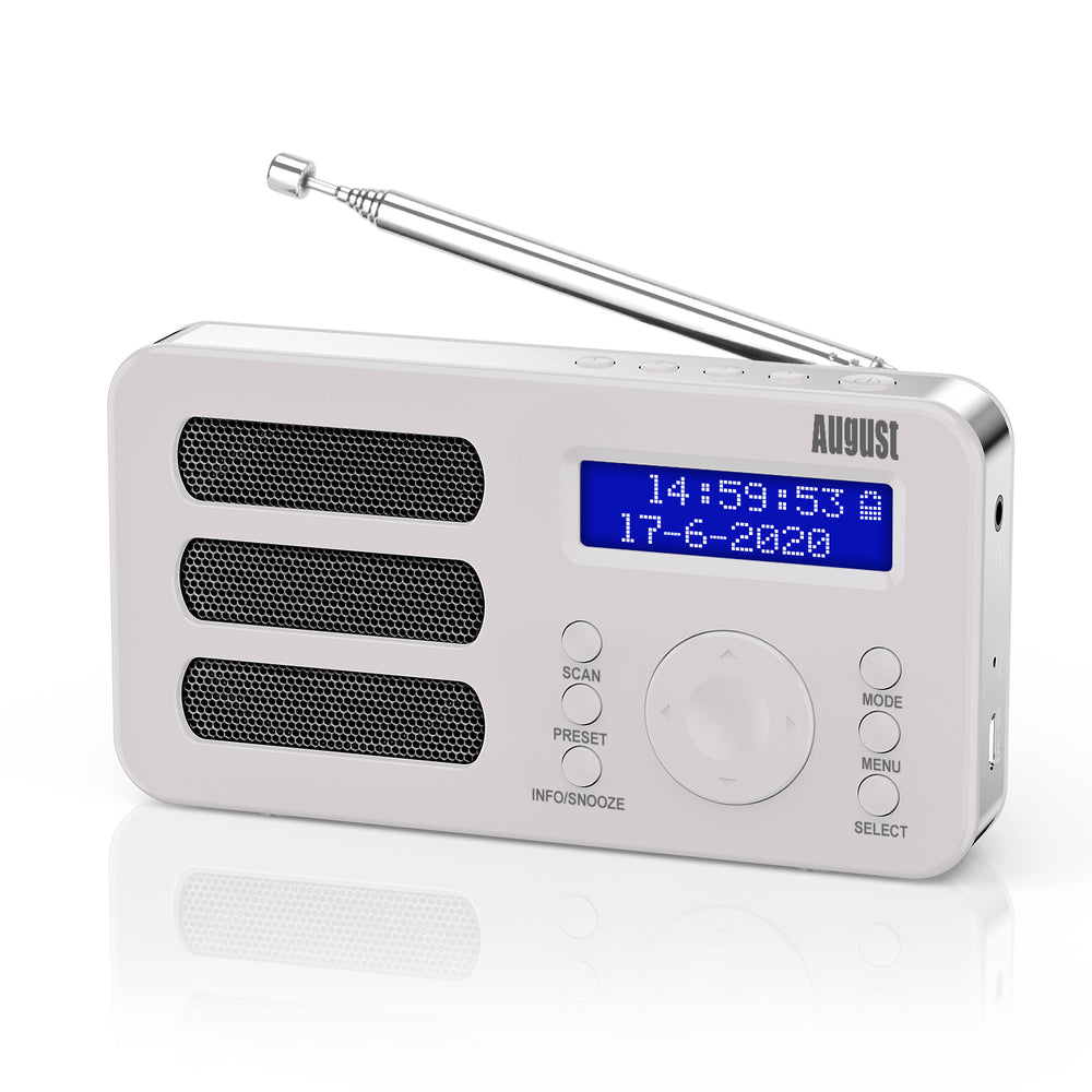 FM DAB+ Radio Portable Réveil Numérique RDS AUX Batterie Rechargeable August MB225