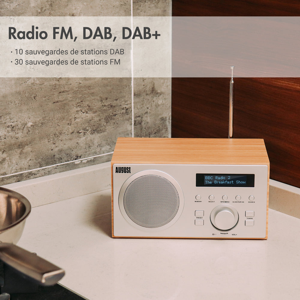 Réveil numérique DAB+ FM double radio haut-parleur Bluetooth August MB420