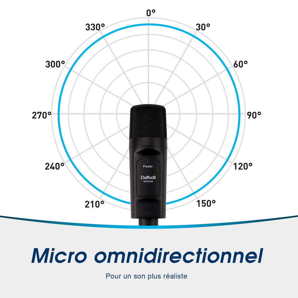 Micro USB Condensateur Omnidirectionnel Avec Trépied Filtre Anti-Pop MCP200B