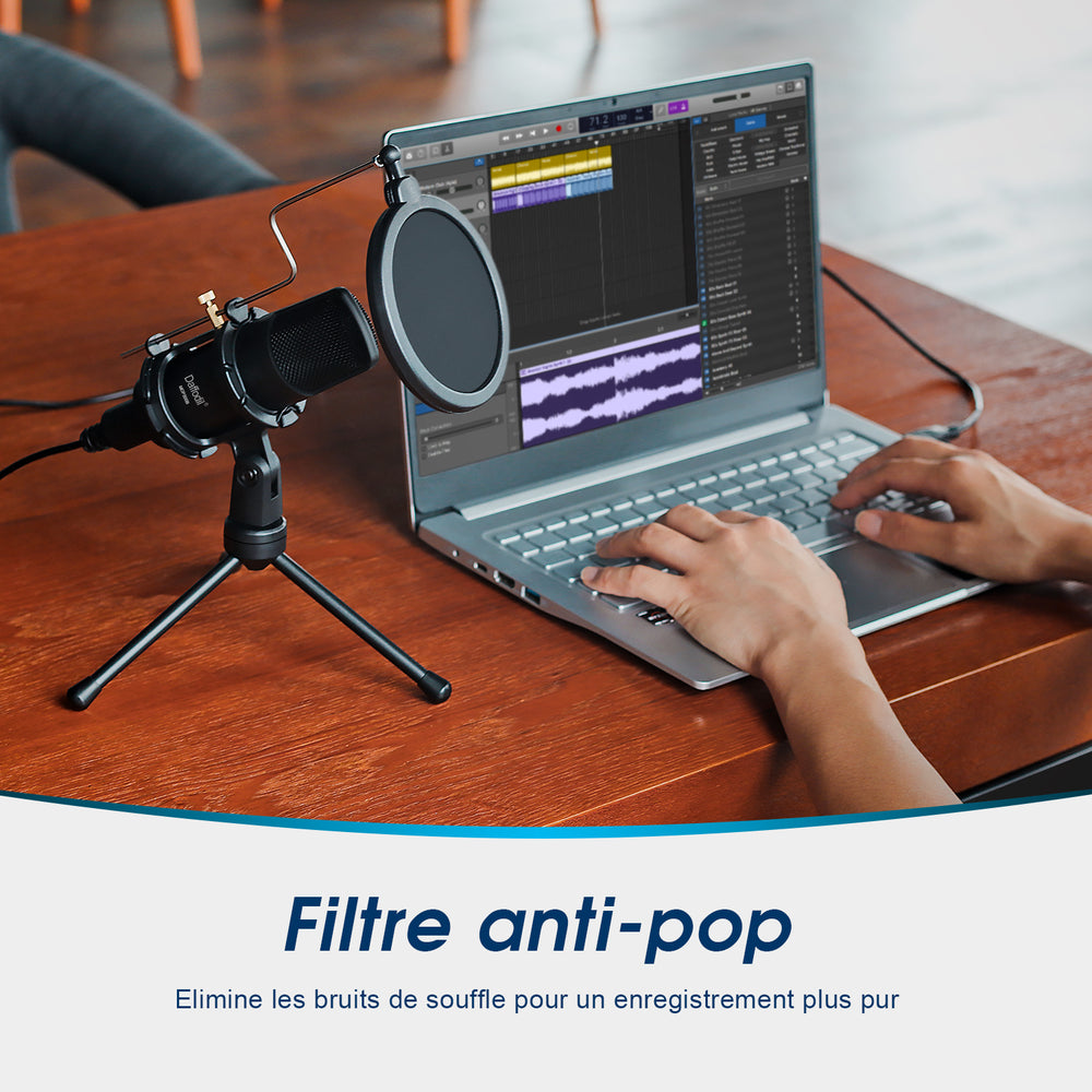 Micro USB Condensateur Omnidirectionnel Avec Trépied Filtre Anti-Pop MCP200B