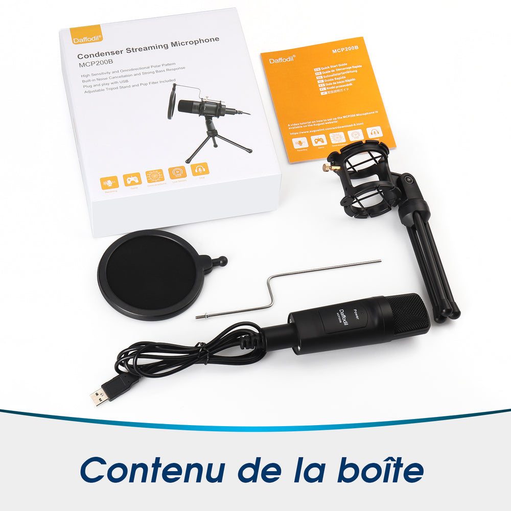 Micro USB Condensateur Omnidirectionnel Avec Trépied Filtre Anti-Pop MCP200B