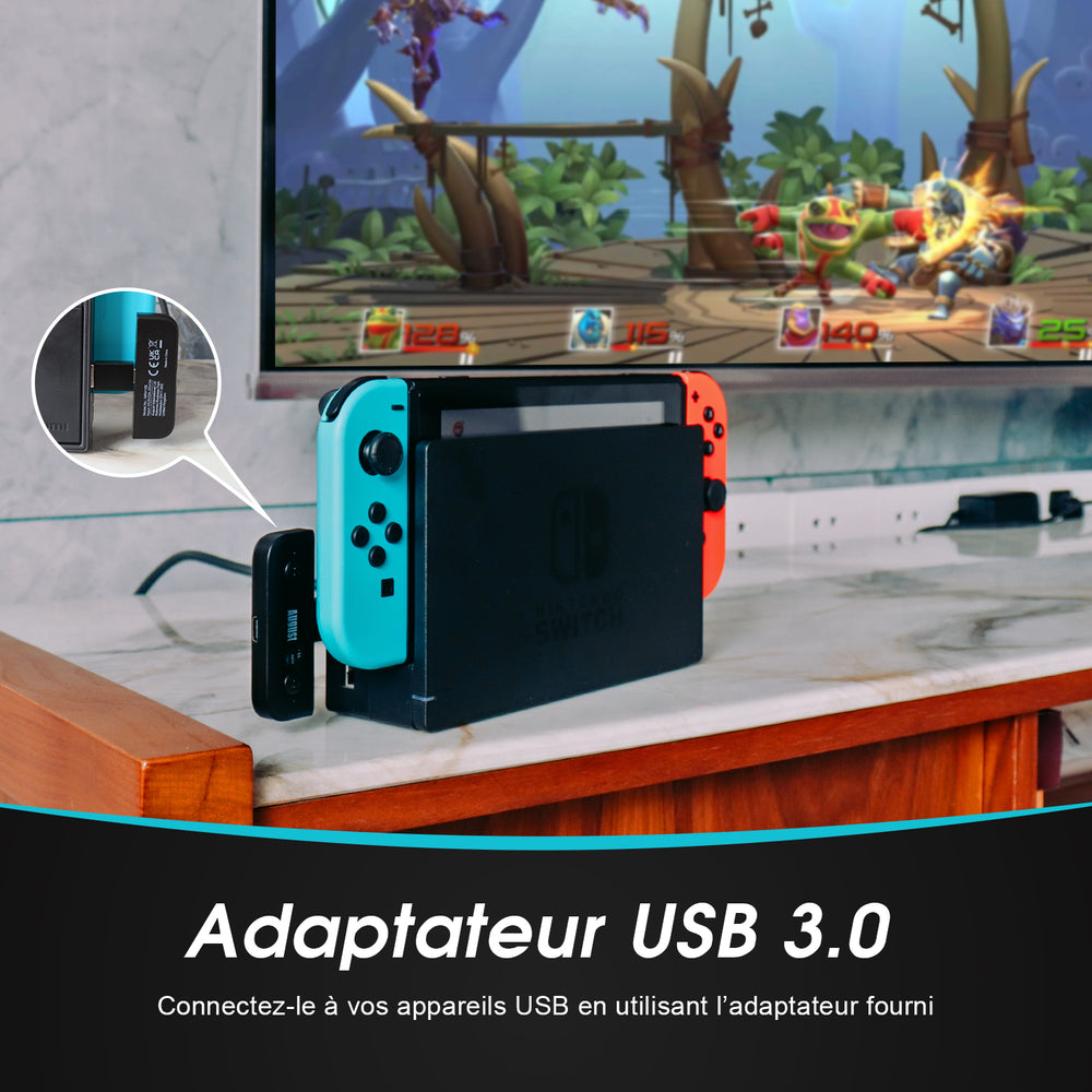 Double émetteur de casque Bluetooth AptX-LL pour Nintendo Switch August MR410