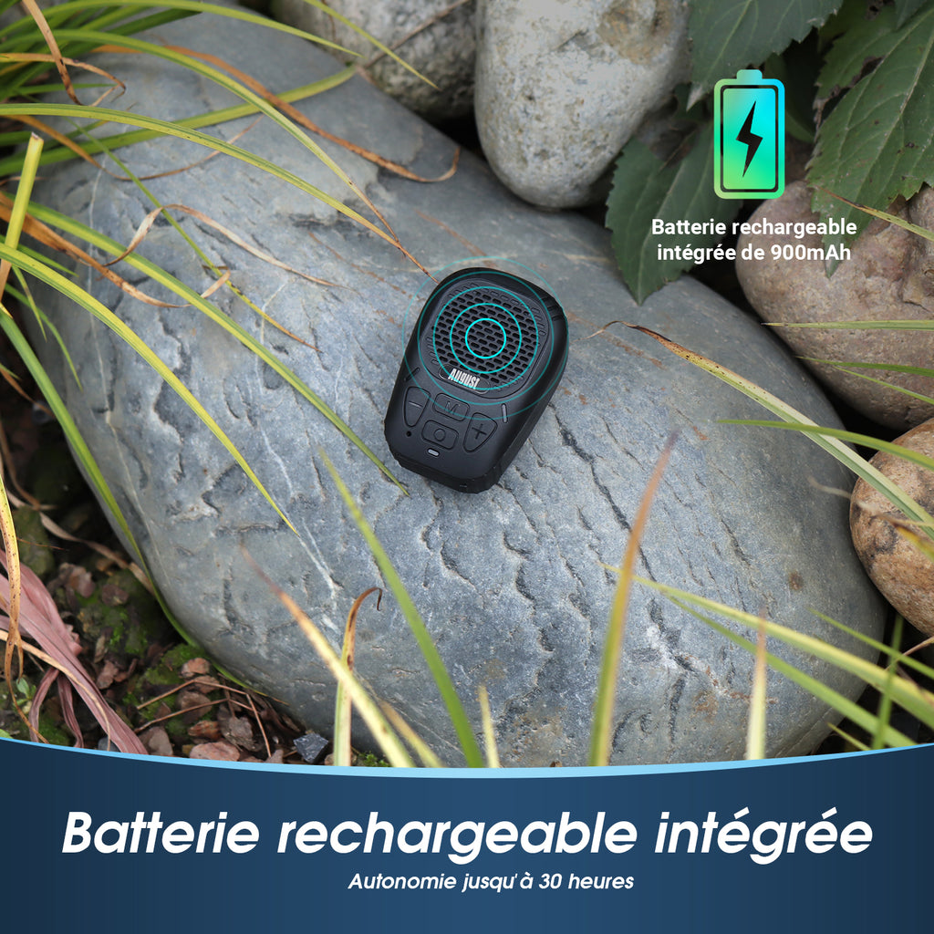 Mini haut-parleur Bluetooth étanche pour le cyclisme, la randonnée et l'extérieur - August MS550