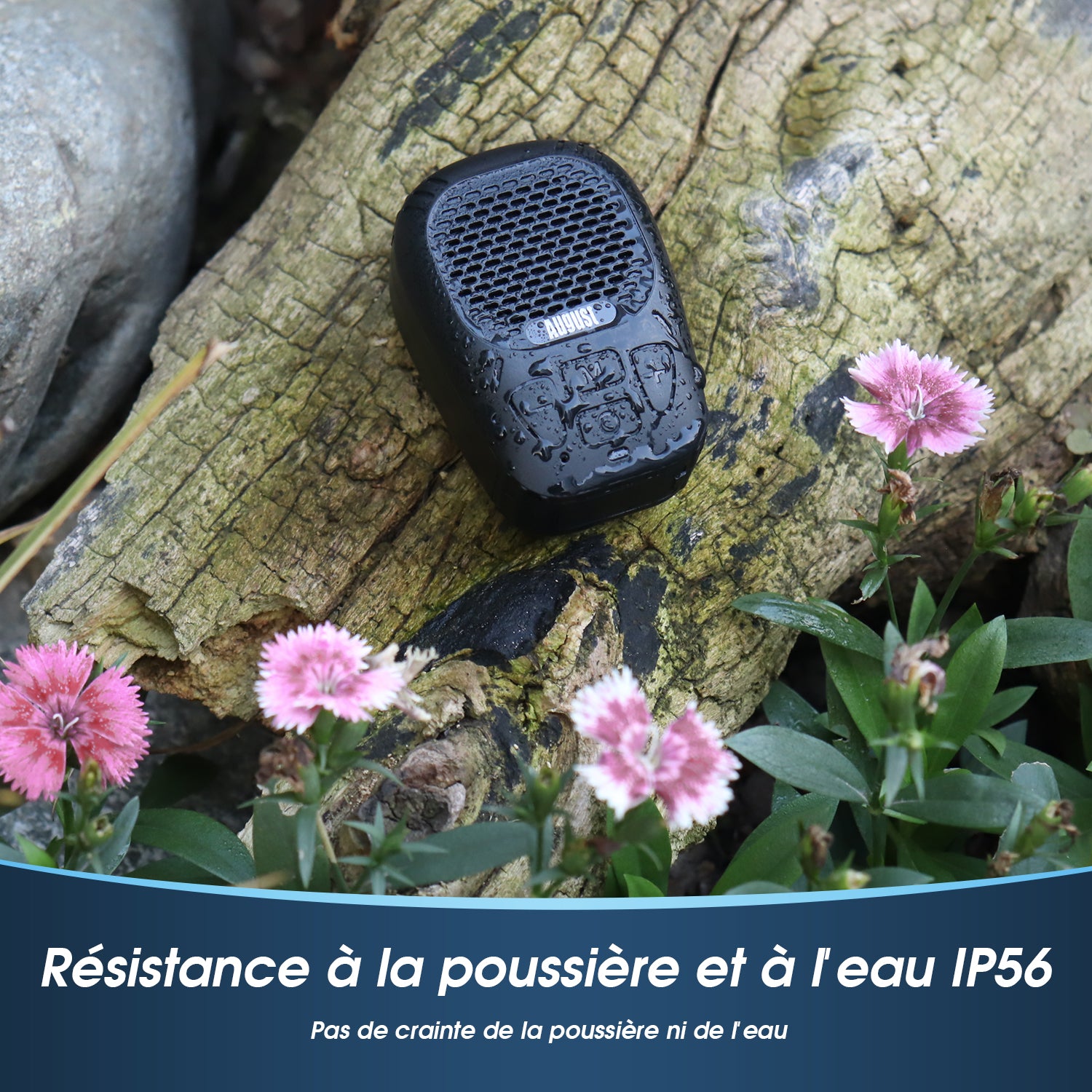 Mini haut-parleur Bluetooth étanche pour le cyclisme, la randonnée et l'extérieur - August MS550