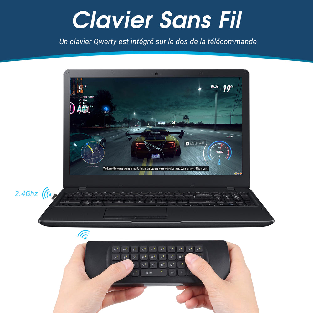 Télécommande clavier Portable USB Souris aérienne , pour PC, ordinateur Portable, Kodi, Raspberry Pi, Chromebook August PCR500: