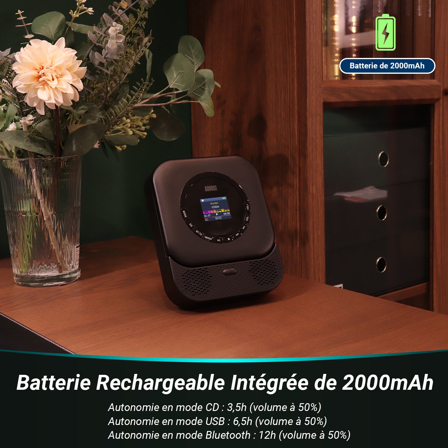 Lecteur CD portable avec Bluetooth et haut-parleur MP3 USB SE15