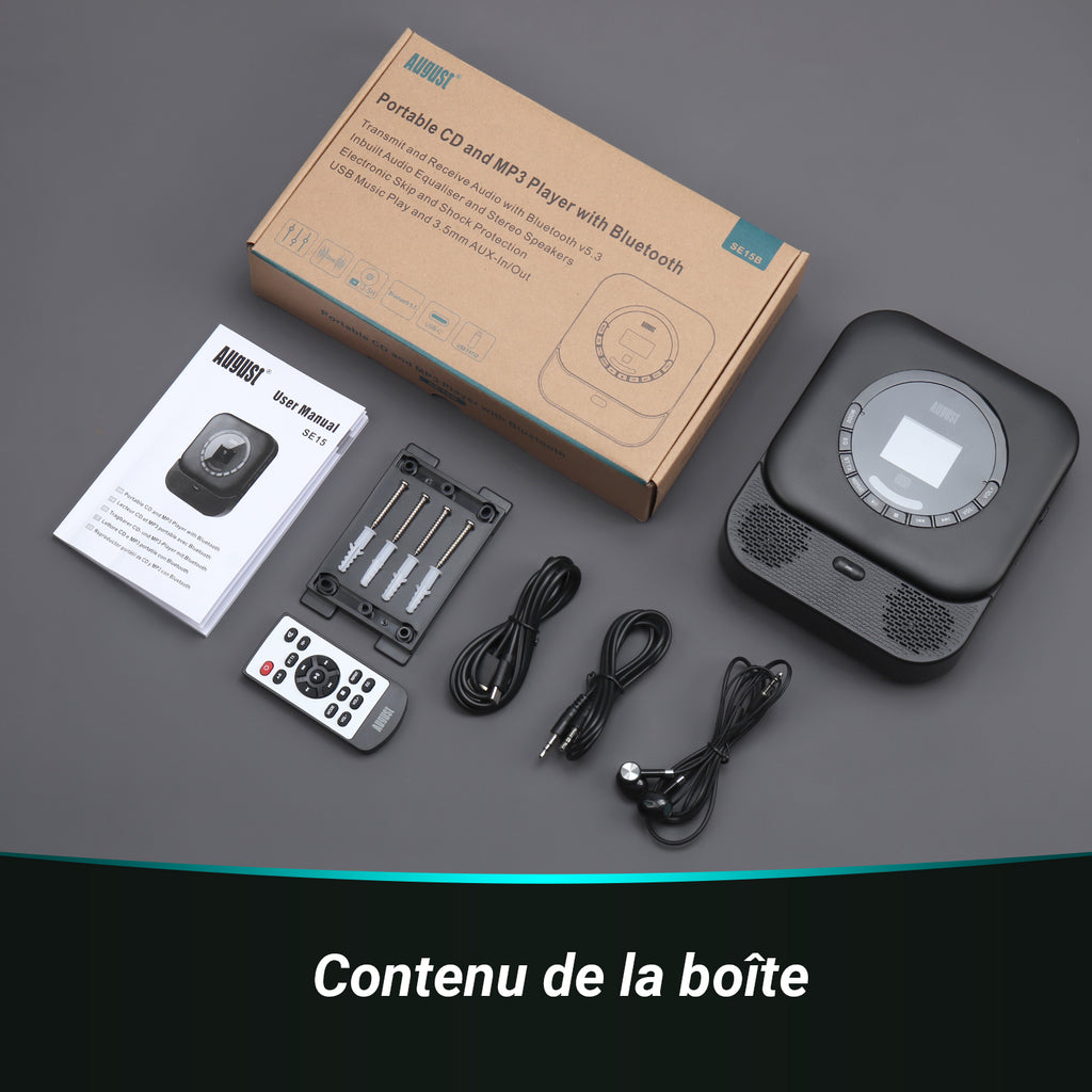Lecteur CD portable avec Bluetooth et haut-parleur MP3 USB SE15