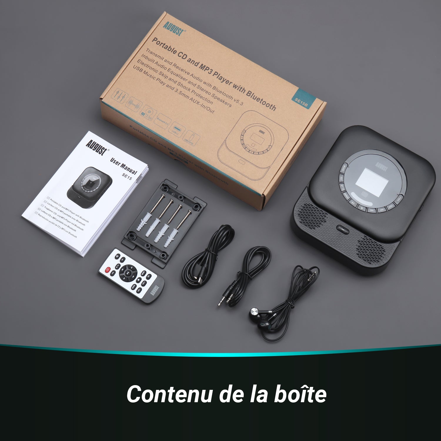 Lecteur CD portable avec Bluetooth et haut-parleur MP3 USB SE15