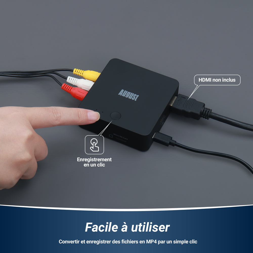 Convertisseur VHS vers USB numérique Aucun PC requis Carte de capture vidéo autonome August VGB400