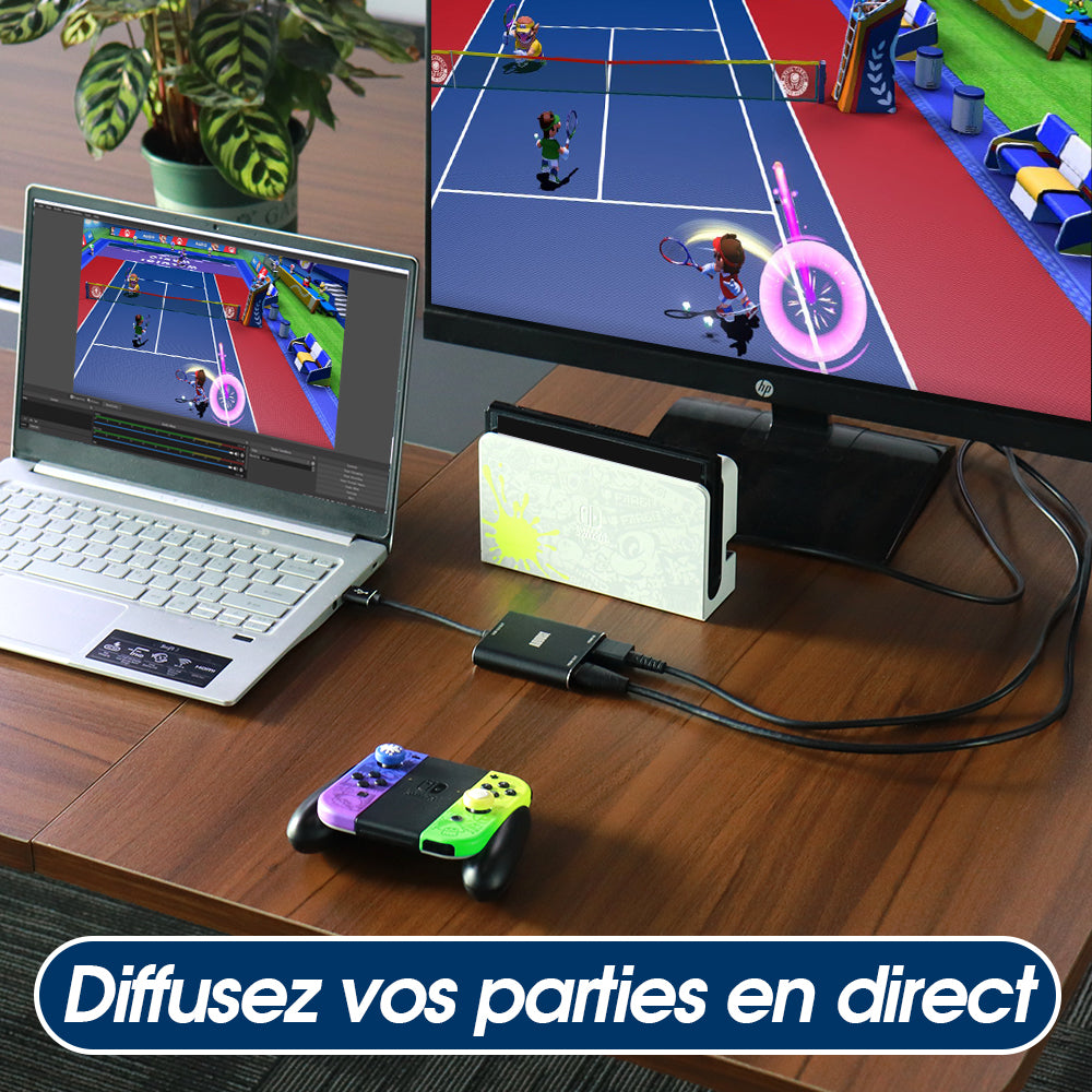 Appareil de capture vidéo Entrée et sortie HDMI - Carte de capture de jeu pour le streaming – August VGB500