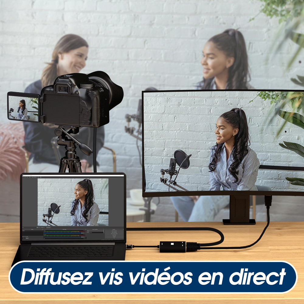 Appareil de capture vidéo Entrée et sortie HDMI - Carte de capture de jeu pour le streaming – August VGB500
