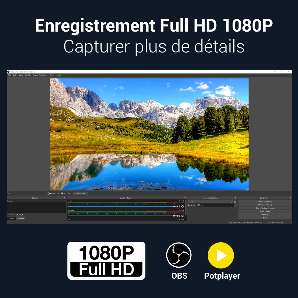 Appareil de capture vidéo Entrée et sortie HDMI - Carte de capture de jeu pour le streaming – August VGB500