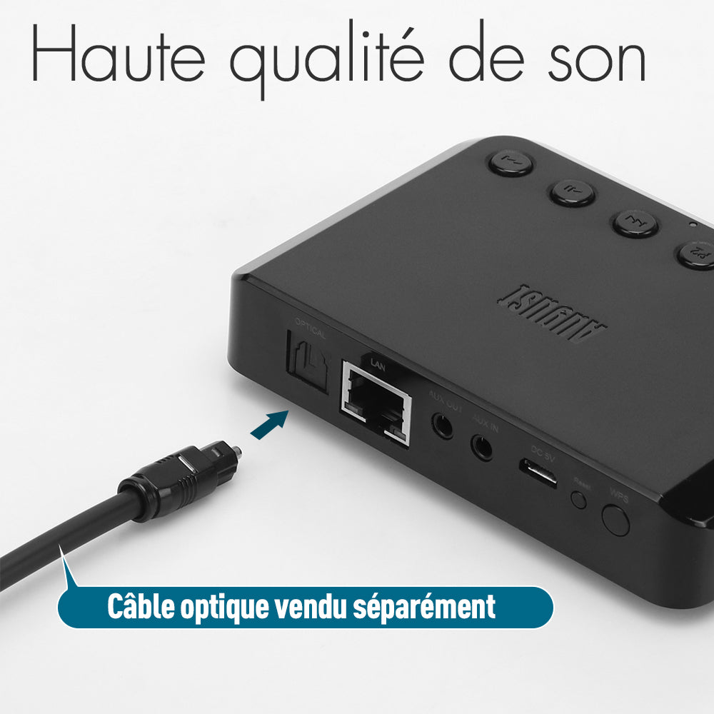 Récepteur de musique Audio sans fil WiFi Bluetooth adaptateur de musique multiroom pour système de haut-parleurs  HiFi August WR320B