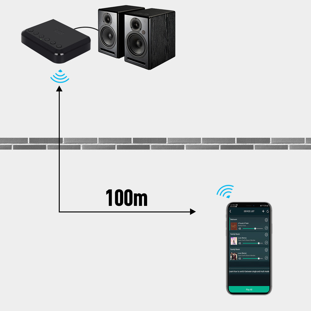 Récepteur de musique Audio sans fil WiFi Bluetooth adaptateur de musique multiroom pour système de haut-parleurs  HiFi August WR320B